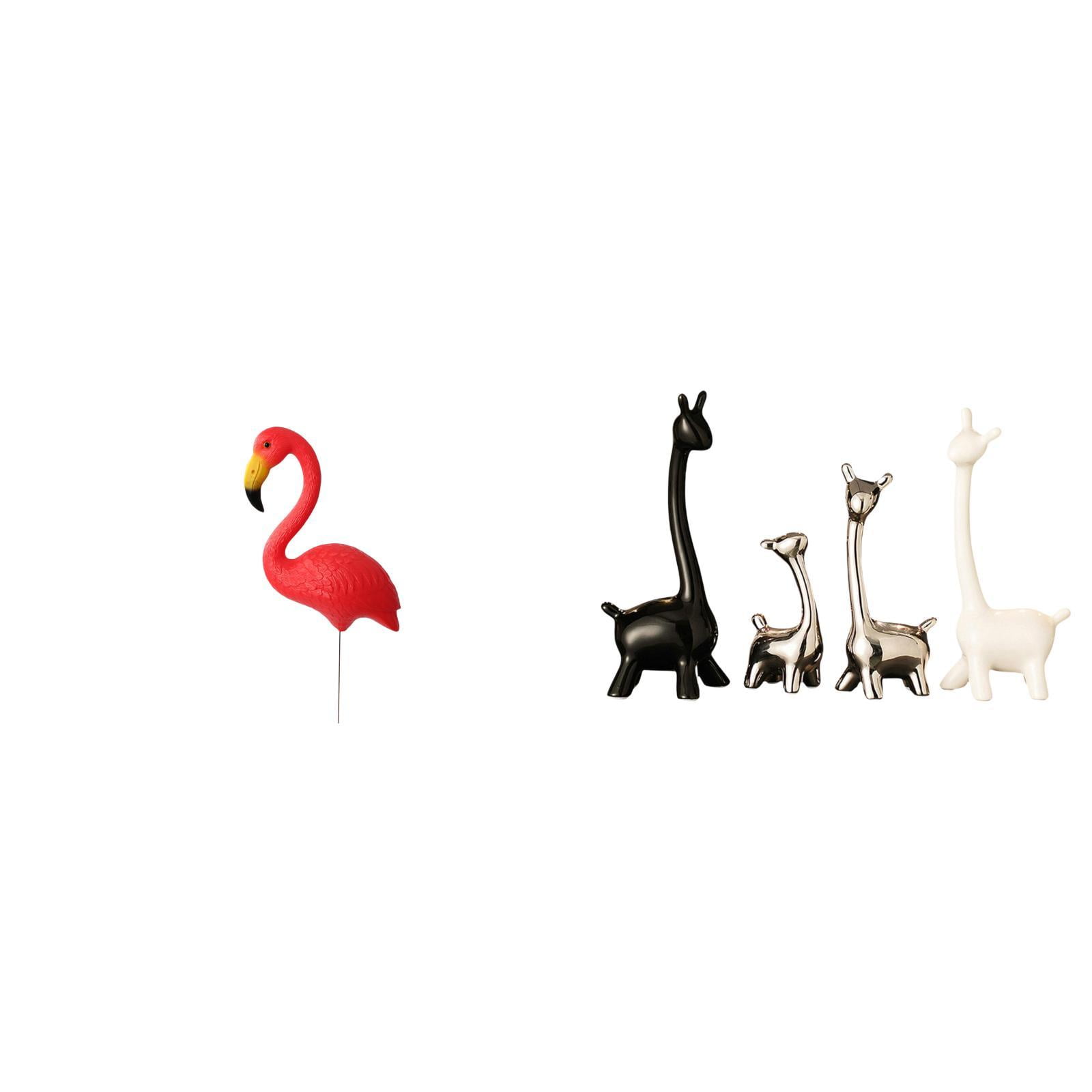Miulika Bird Giraffe Statue Figurine Yard Art Ornament Flamingo Garden Stake Sculpture Ceramic Centerpiece Modern Creative Desk Office Bookshelf Bedroom Decor Holiday Spring