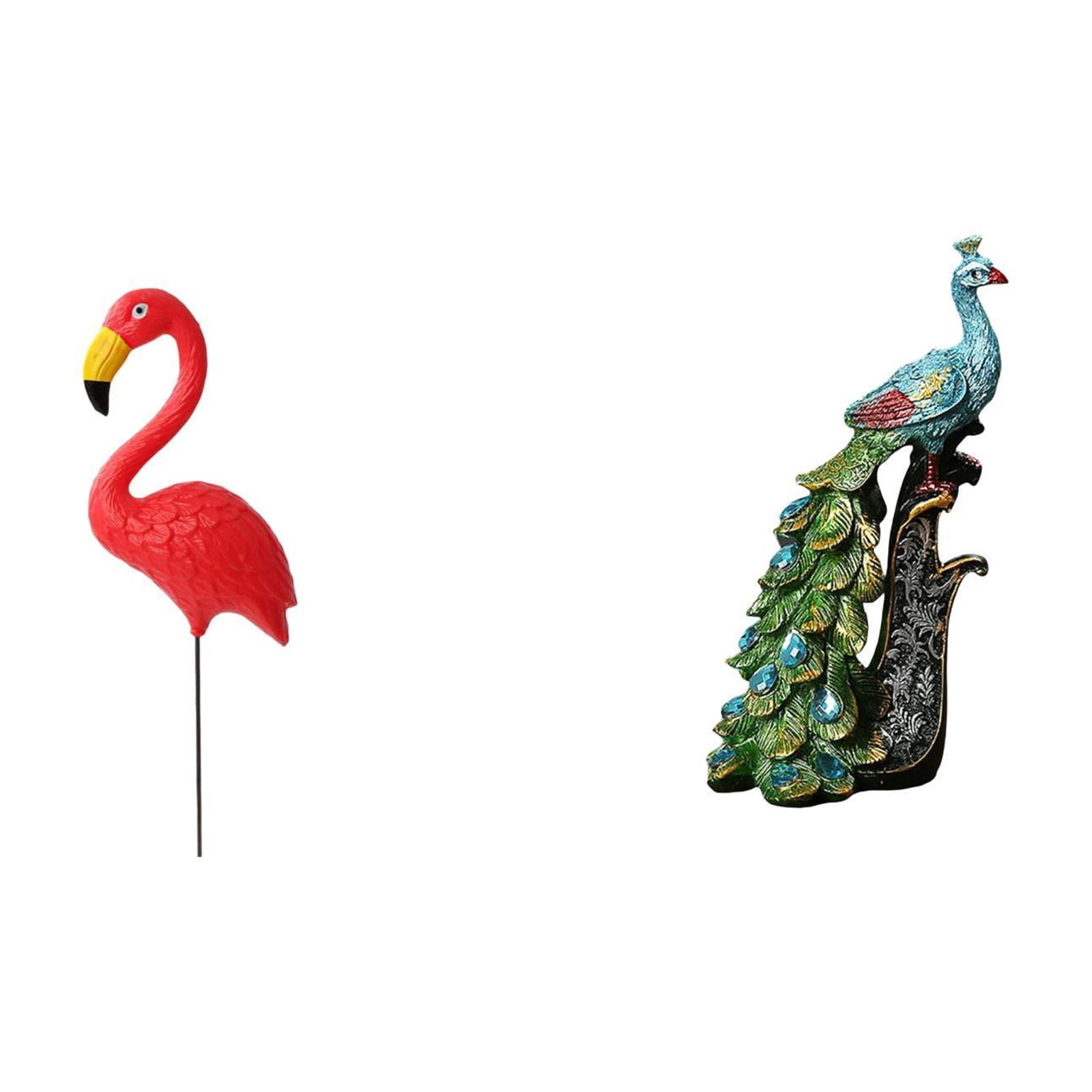 Miulika Bird Peacock Statue Figurine Yard Art Ornament Backyard Fairy Garden Accessories Flamingo Garden Stake Sculpture Animal Collection Elegant Tabletop Ornament for Holiday Spring Bedroom
