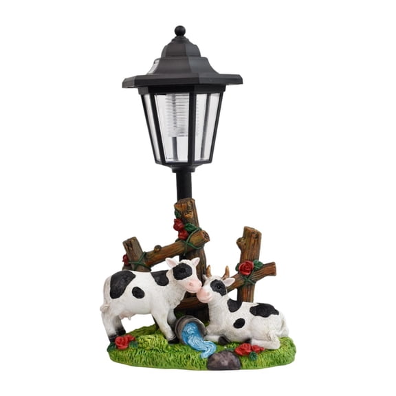 Miulika Cow and Sheep Statue Animal Sculpture with Solar Outdoor Light Modern Lawn Decorative Patio Garden Yard Crafts Landscape Lamp