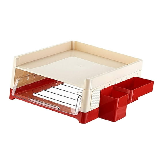 Miulika Desk File Holder File Paper Sorter Sturdy Multifunctional Stationery Storage with Drawer and Pen Holder for Commercial Office 2 Layers