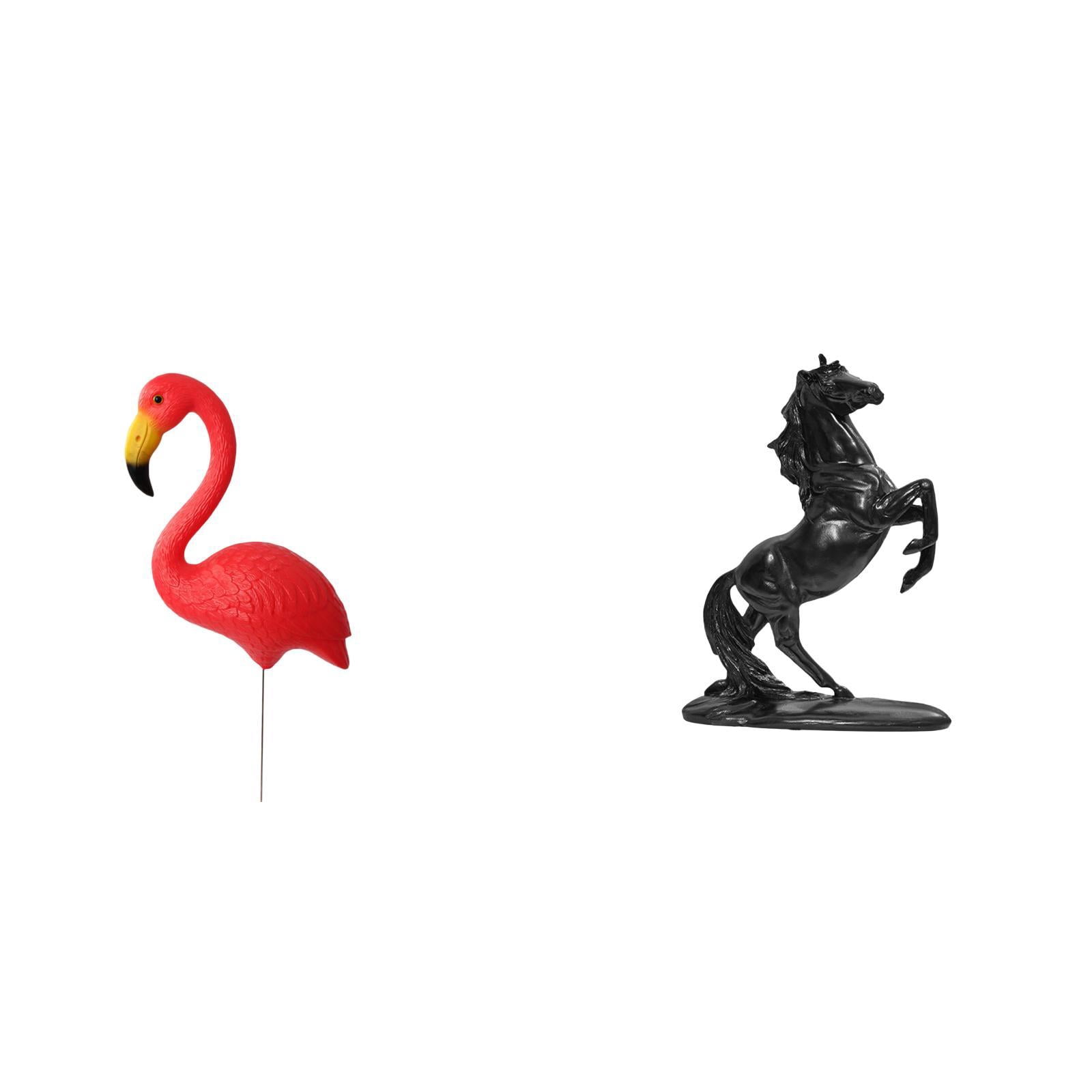 Miulika Flamingo Bird Horse Garden Statue Figurine Ornament Sculpture for Holiday Spring Landscape Bedroom Yard Art Accessories Fairy Decor