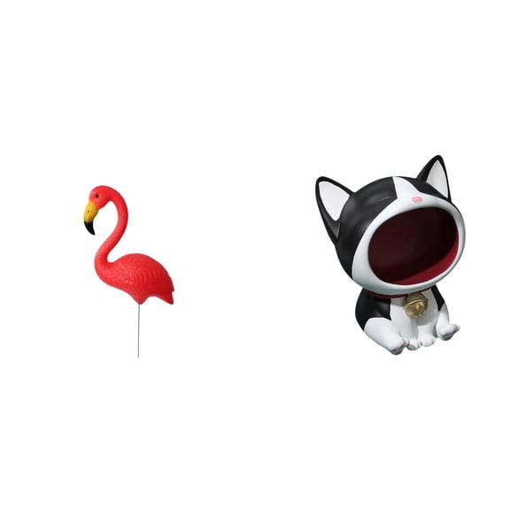 Miulika Flamingo Cat Garden Sculpture Decorative Figurine for Holiday Spring Yard Art Ornament and Table Centerpiece Bedroom Desk Decor