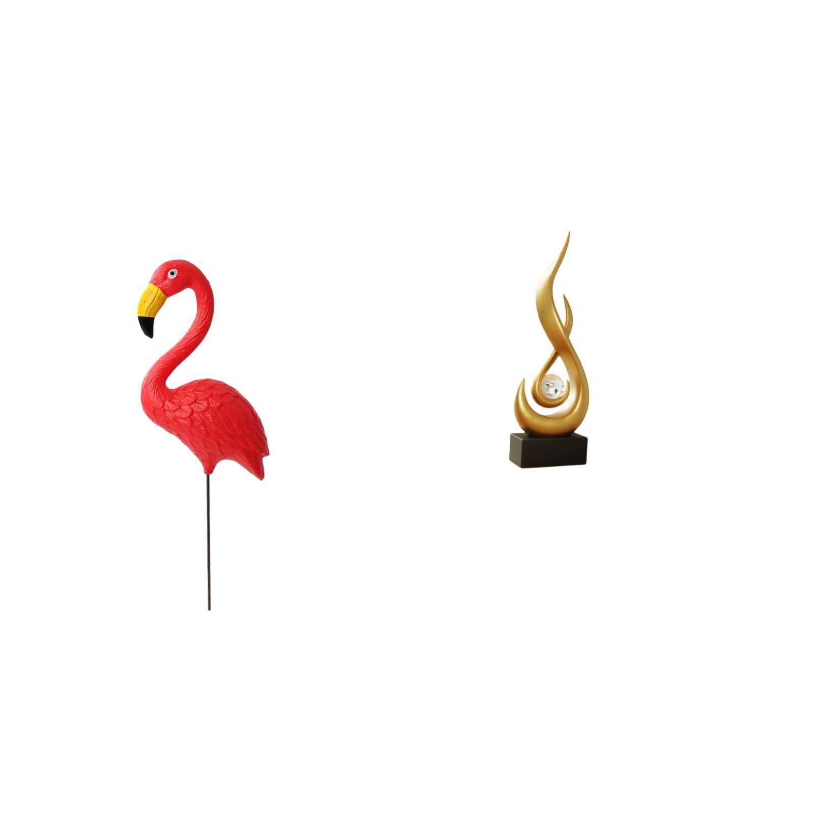 Miulika Flamingo Fairy Garden Sculpture Ornament Abstract Fire Figurine Resin Art Yard Stake Modern Keepsake for Holiday Spring Living Room Indoor Cabinet