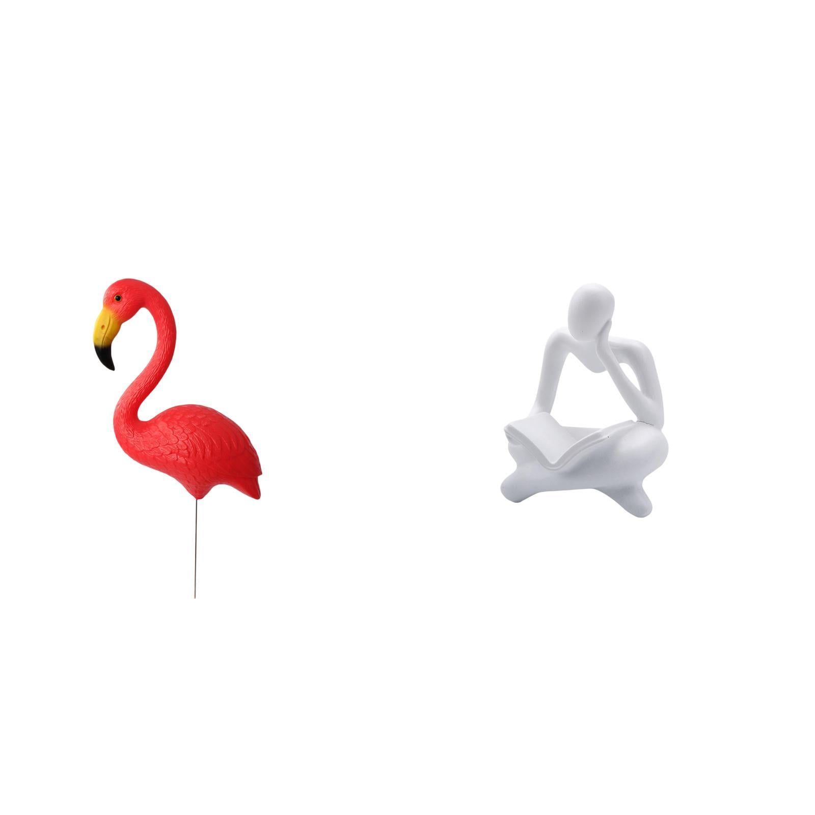 Miulika Flamingo Fairy Garden Sculpture Ornament for Holiday Spring Abstract Thinker Statue Decoration for Tabletop Living Room Shelf Office Bookshelf Yard Art