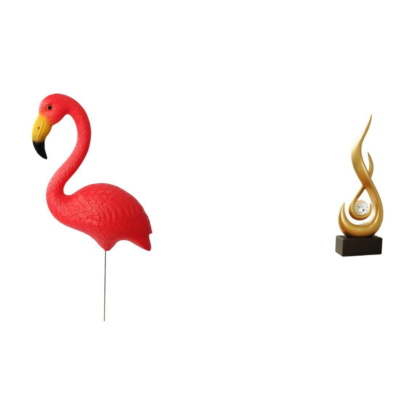 Miulika Flamingo Fairy Garden Sculpture with Abstract Fire Flame Design for Holiday Spring Yard Art and Modern Indoor Cabinet Ornament Decor