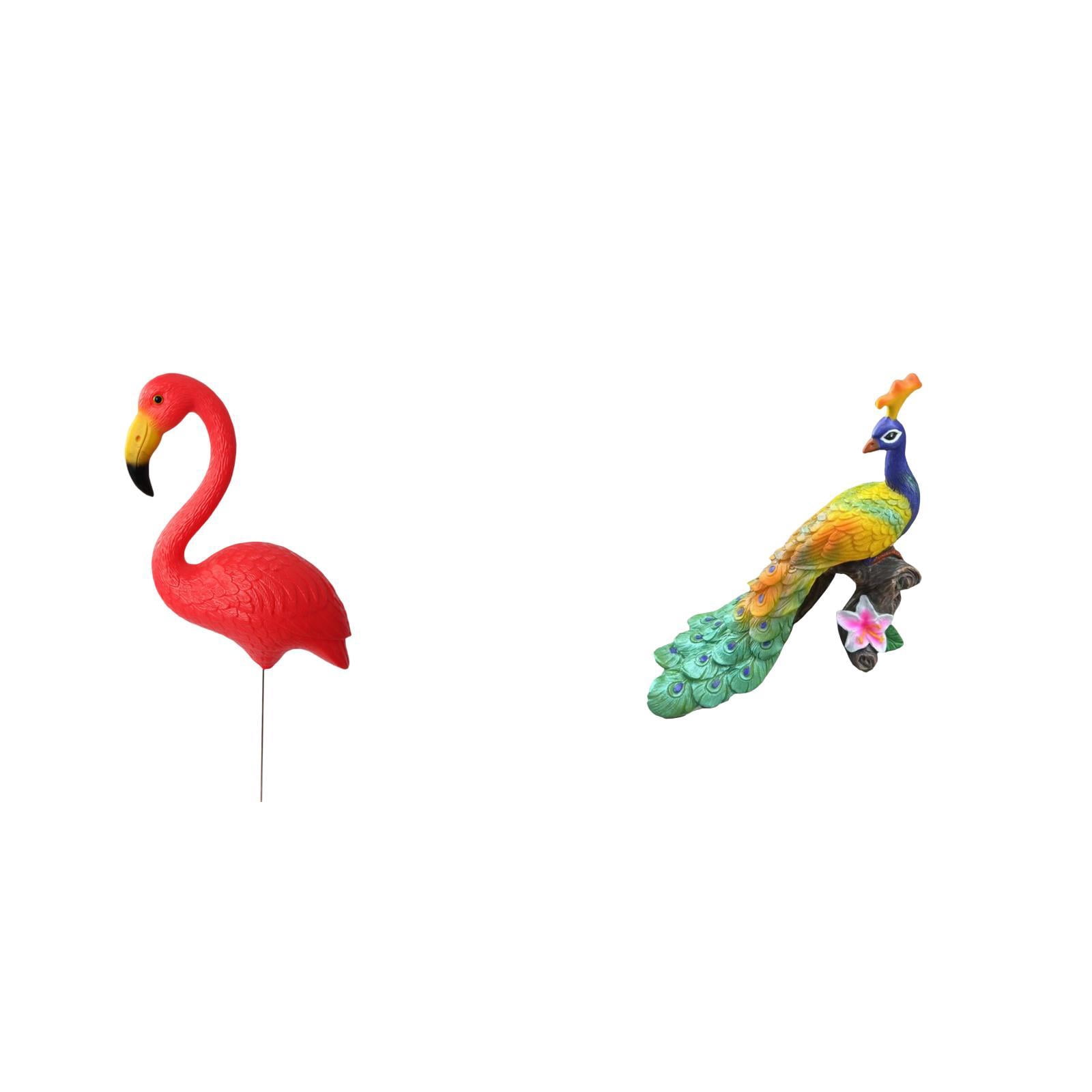 Miulika Flamingo Fairy Garden Stake Sculpture and Peacock Figurine Decorative Ornament for Holiday Spring Home Yard Art Accessories Crafts