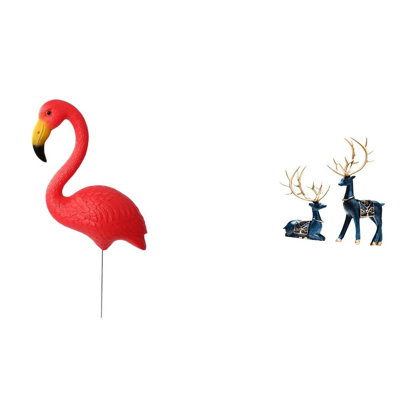 Miulika Flamingo Reindeer Garden Figurine Sculpture Ornament for Holiday Spring Home Decor Deer Statue Yard Art Accessories for Living Room Office Fairy