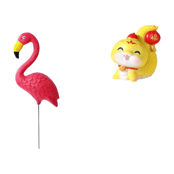 Miulika Flamingo and Snake Garden Figurine Sculpture for Holiday Spring Decor Tabletop Ornament Shelf Centerpiece Office Bedroom Housewarming