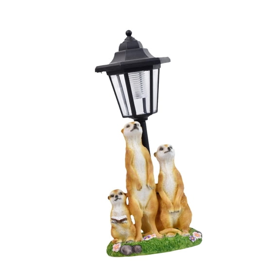 Miulika Garden Meerkat Solar Light Statue Family of Three Meerkat Sculpture Creative Landscape Lamp Resin for Outdoor Lawn Patio Yard