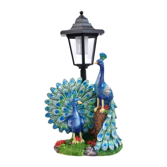 Miulika Garden Peacock Statue Solar Light Outdoor Decor Durability Creative Resin Sculpture Animal Figurine Lamp for Courtyard Garden