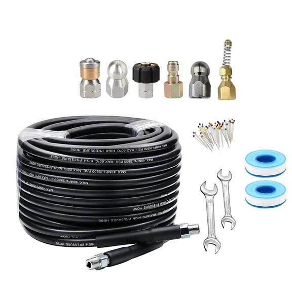 Miulika High Pressure Washer Sewer Jetter Kit Sewer Jetting Kit with Waterproof Tape Swivel Nozzle Drain Cleaning Kit for Motorcycles