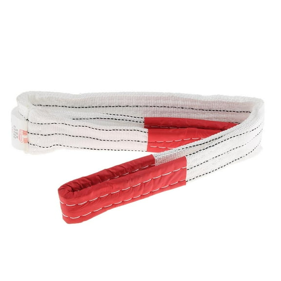 Miulika Lifting Strap Towing Pull Rope, 4400 Lbs / 2 T, Double-layer, Heavy Duty Tow Strap With Reinforced Loops - White, 1 meter