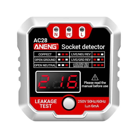 Miulika Outlet Tester Voltage Detector Electroscope Meter Checker Smart Finders Wiring Polarity Test Automatic Circuit Breaker Finders Sockets Tester white