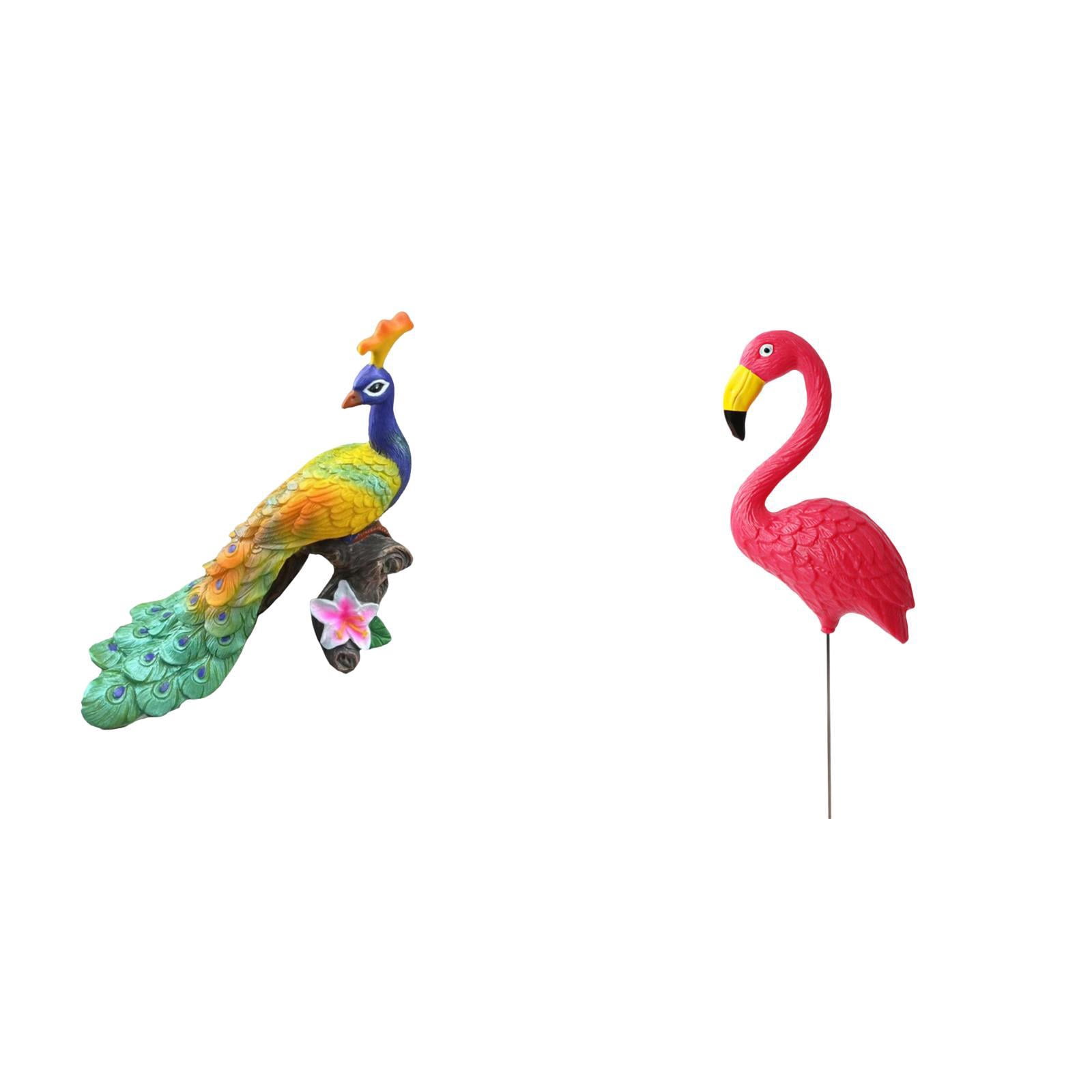 Miulika Peacock Bird Sculpture Figurine Decorative Garden Ornament Statue for Home Yard Art Fairy Accessories Flamingo Stake Holiday Spring