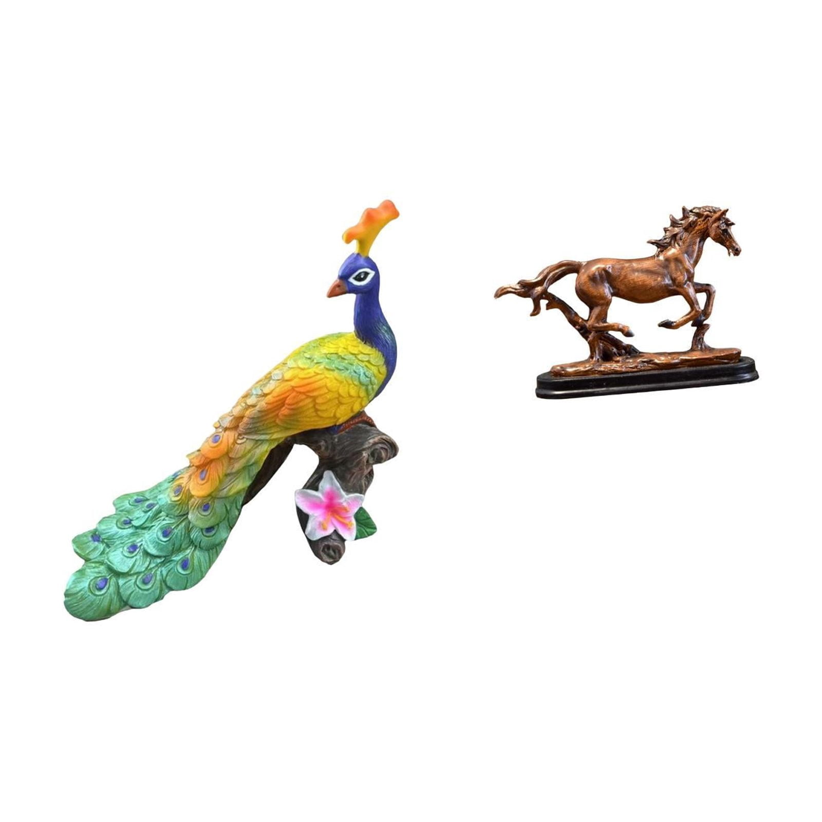 Miulika Peacock Sculpture Figurine Decorative Garden Ornament Crafts Statue for Home Decoration Yard Artwork Collectible Art Ornament Horse for Desk Decoration Bookcase Living Room Furniture