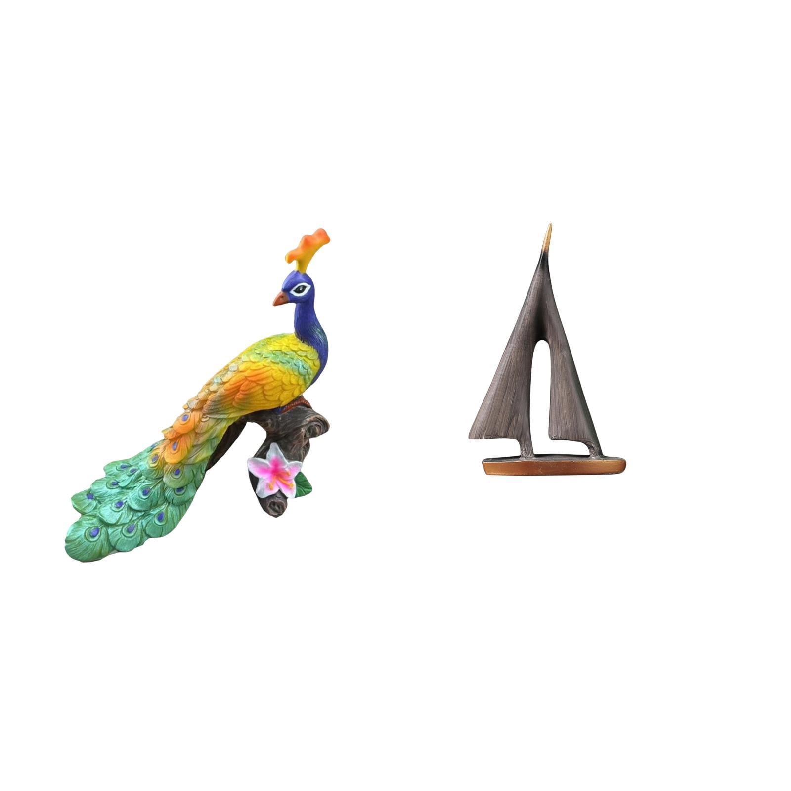 Miulika Peacock Sculpture Figurine Decorative Garden Ornament Crafts Statue Ornament for Home Yard Sailing Boat Decor Statue Ship Ornament Decorative Art Figurine Model for Hotel Desktop Living