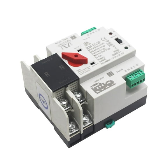 Miulika Power Automatic Transfer Switch 2P 100A 220V Replace Easy Installation Generator Changeover Switch for Office Commercial