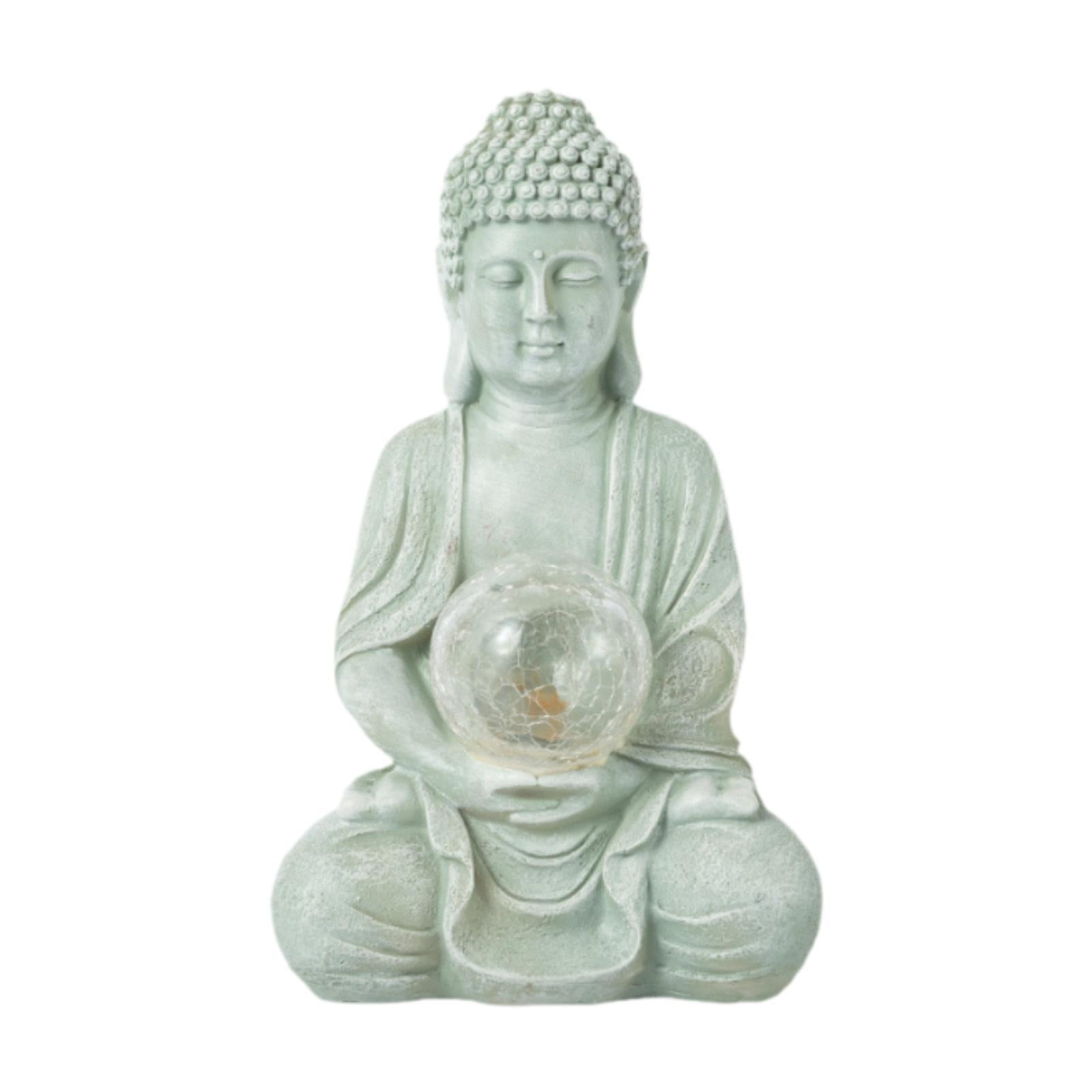Miulika Solar Outdoor Garden Statue Light Lamp Buddha Figurine for Courtyard Outside