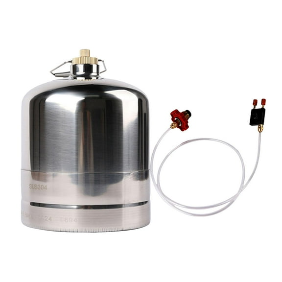 Miulika Stainless Steel Gas Bottle Inflatable Gas Tank Fuel Canister Container Empty Refillable for Outdoor Cooking BBQ Camping 3L