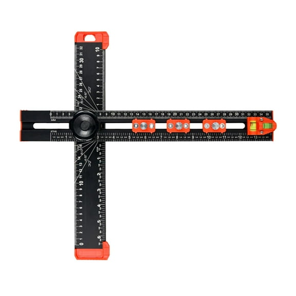 Miulika T Square Ruler Measuring Tool Professional Aluminum Sturdy Drillings Positioning Ruler Layout Tool for Installing Door Handles 450mmx50mmx55mm