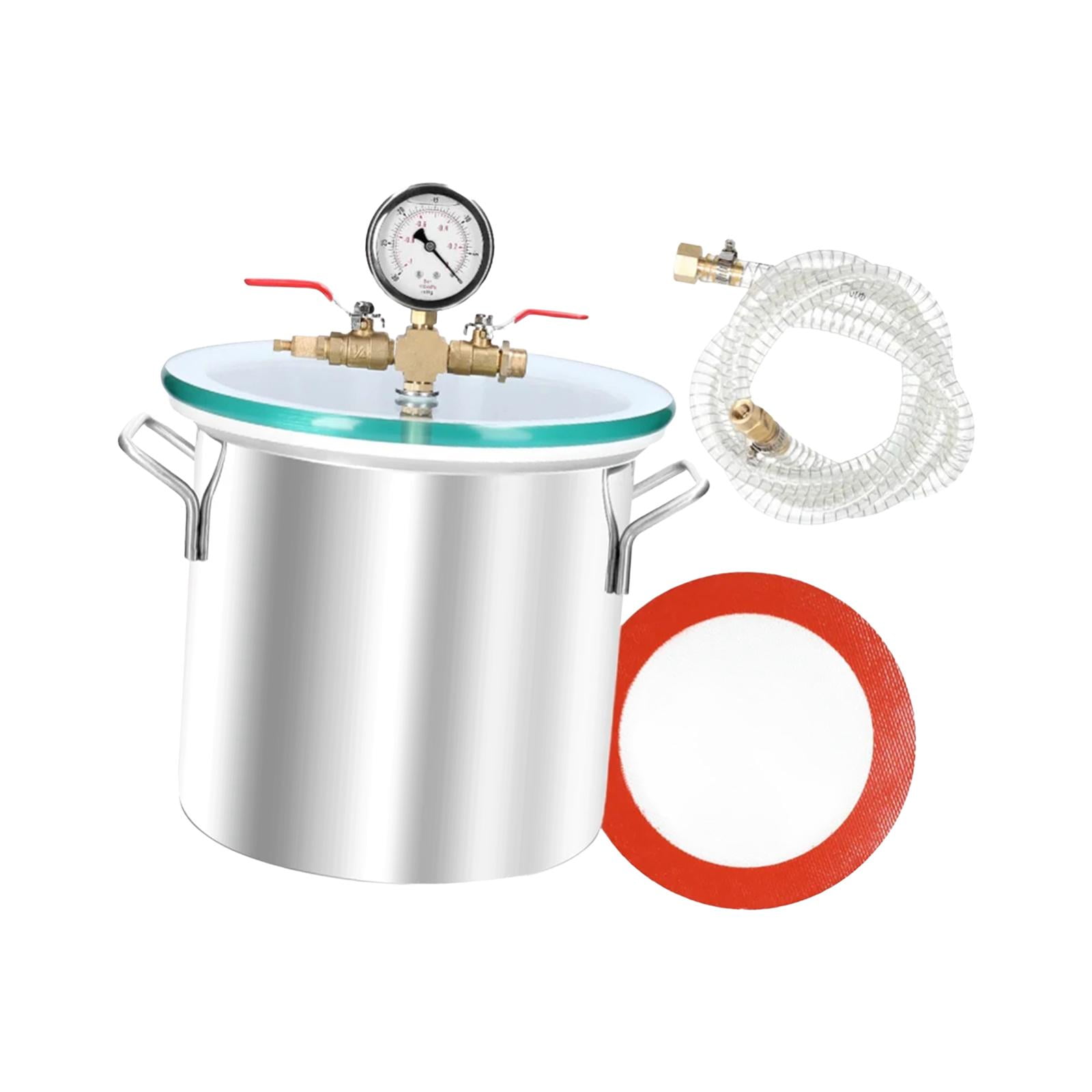 Miulika Vacuum Chamber Stainless Steel Chamber Degassing Resin Silicone Epoxies Stabilizing Wood Clear Lid Vacuum Defoaming Barrel , 2 Gallon