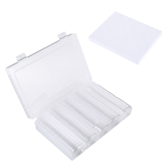 Miuline 100 Piece Clear Coin Capsules Containers Holders Coins Storage Boxes Case 30mm with EVA Gasket