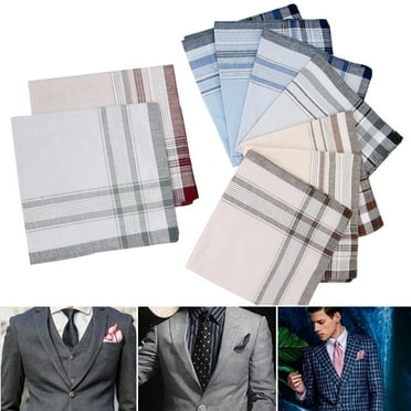 Miuline 10Pcs Men's Handkerchiefs Soft Cotton Handkerchiefs Pocket Square Hankies for Men Prom Celebration Party 15x15in Multicoloured