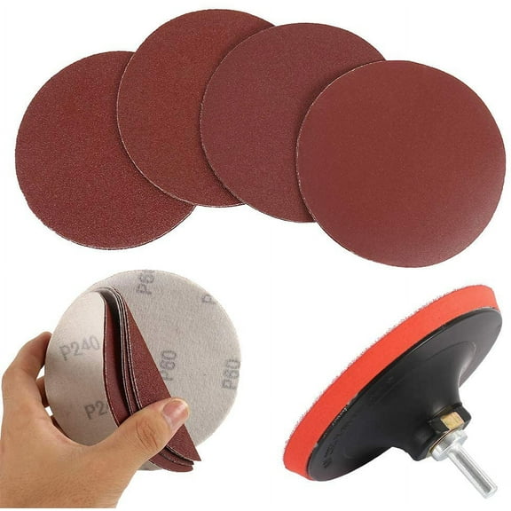 Miuline 12Pcs Sanding Discs Kit 5 inch for Drill Sanding Pads Round Sandpaper Sanding Discs Grinding Pads Sheets for General Polishing Cleaning