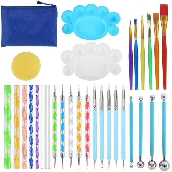 Miuline 27Pcs Mandala Dotting Tools for Painting Rocks Mandala Painting Stencil Kits Professional Dot Art Painting on Rocks, Stones, Paper, Canvas, Nails Art Supplies