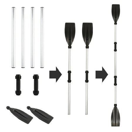 Miuline 2pcs 80'' Boat Oars, Kayak Paddles Double Ended Adjustable Length Aluminum Detachable Paddles With Anti-slip Grips For Dinghy