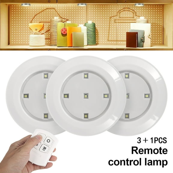 Miuline 4 Piece Set Wireless Remote Control Wall Ceiling LED Lights Counter Under Cabinet Cupboard