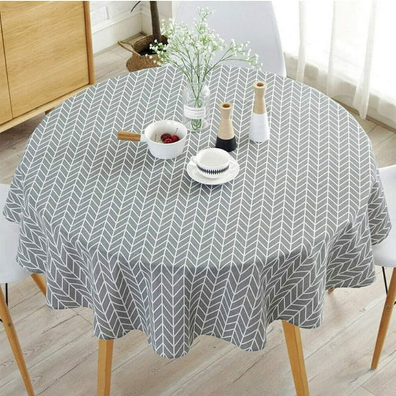 Miuline ATopoler Round Tablecloth Simple Nordic Style Cotton Linen Fabric Circular Table Cover Wrinkle-proof for Kitchen Dinning Tabletop Decoration Diameter 120cm(Grey)