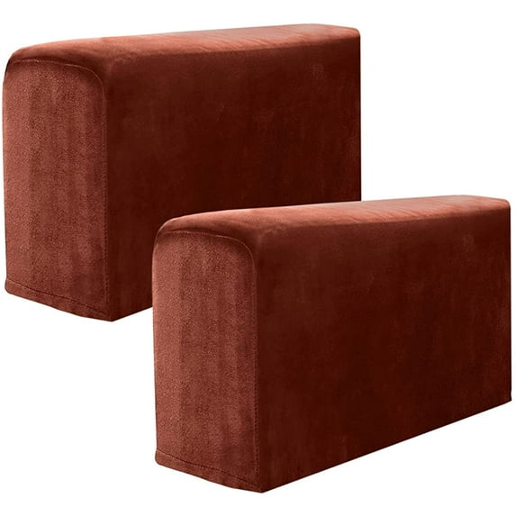 Miuline Armrest Chair Covers, Set of 2 Stretch Armchair Couch Armrest Chair Covers Anti-Slip Sofa Chair Velvet Arm Caps for Chair Furniture Protector Sofa Couches Recliner(Coffee)