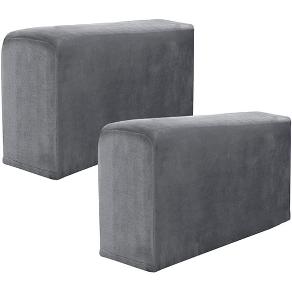 Miuline Armrest Chair Covers, Set of 2 Stretch Armchair Couch Armrest Chair Covers Anti-Slip Sofa Chair Velvet Arm Caps for Chair Furniture Protector Sofa Couches Recliner(Dark grey)