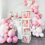 Miuline Baby Shower Decorations Balloons Box,Baby Shower Decorations for Girl Boys Transparent Square Block Balloon Box Includes BABY,A-Z Letters