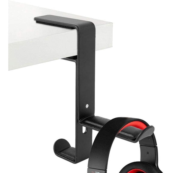 Miuline Headset Stand Hanger Headphone Holder Portable Table Headset Hanger Metal Clip Side Earphone Bracket Hook Mount Bracket Adjustable Hanger for Tables, Shelfs (Black)