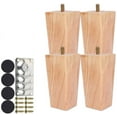 thumbnail image 1 of Miuline Height Sofa Legs Set of 4 Wooden Furniture Legs 6cm Wood Sofa Legs Solid Replacement Furniture Legs Armchair Cabinet Feet M8 Bolt with Mounting for Ottoman Couch Dresser, 1 of 8