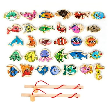 Miuline Magnetic Fishing Pool Toys,Water Table Bathtub Kids Toy With Pole Rod Plastic Floating Fish Toddler Color Ocean Cognition Fish Rod Toys