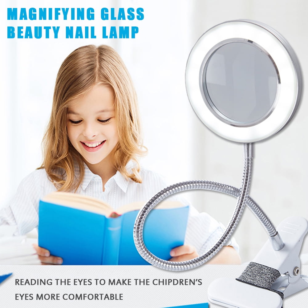 Miuline 5X LED Magnifying Lamp with Light and Clamp Battery Powered  Magnifying Glass with Adjustable Light Setting for Repairing,Artwork,  Embroidery,Reading, Work Sewing Hobbies 