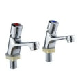 thumbnail image 1 of Miuline Self Close Tap Basin Sink Tap Pair Bathroom 1/2" Hot and Cold Modern Lever Chrome Twin Metal, 1 of 7