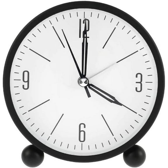 Miuline Silent Alarm Clocks Bedside Non Ticking Battery Powered with Night Light Table Clocks Simply Function Travel Desk Alarm Clock for Bedroom Office (Black)