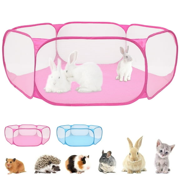 Miuline Small Animals Cage Tent,Folding Small Animals Playpen Outdoor Indoor Pet Exercise Fence Metal Bracket for Guinea,Hamster