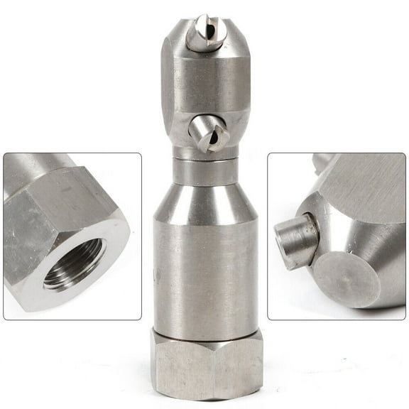 Miumaeov 1/2" Rotating Spraying Tank Jet Nozzle Stainless Steel 360 Rotary Washing Nozzle Pressure Washer Drain Sewer Hose Cleaner