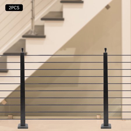 Miumaeov 1/2PCS Cable Railing Post Stainless Steel Fence Post Adjustable Top Level Drilled Post for Deck Cable Railing System