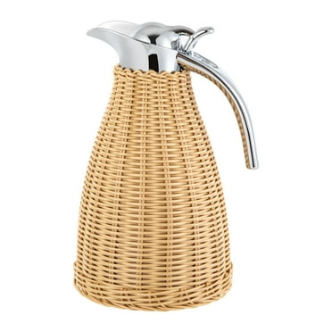 Miumaeov 1.5L/0.4 Gal Stainless Steel Vacuum Insulated Thermal Pitcher Tea Milk Coffee Pot Rattan Thermal Jug