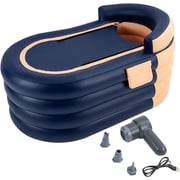 Miumaeov 1.4m/55.11in Portable Inflatable Hot Tub with Electric Air Pump, Outdoor & Indoor Freestanding Foldable Spa Tub, Inflatable Bathtub