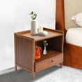 thumbnail image 1 of Miumaeov 1 Drawer Bamboo Small Nightstand Walnut Bedroom Bedside Table with Open Storage Modern Night Stand Side End Table Organizer for Bedroom, 1 of 12