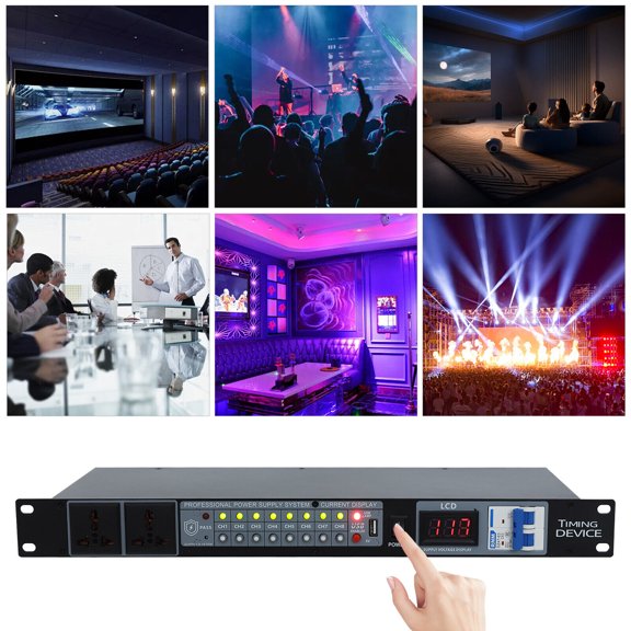 Miumaeov 10-Channel Professional Audio Power Conditioner Digital Voltmeter USB Surge Protector 2000W