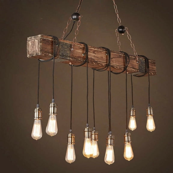 Miumaeov 10-Light Rustic Wooden Chandelier
