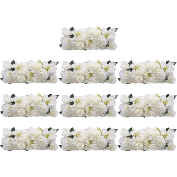 Miumaeov 10 PCS Wedding Table Runner Silk Rose Flower Arrangement White, Artificial Floral Centerpiece for Sweetheart Dining Reception, for Kitchen Living Room Party
